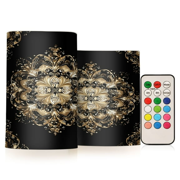 BZSMCE Flameless Candles LED Lights Design Gold Blossom Pattern Creativity Battery Candles