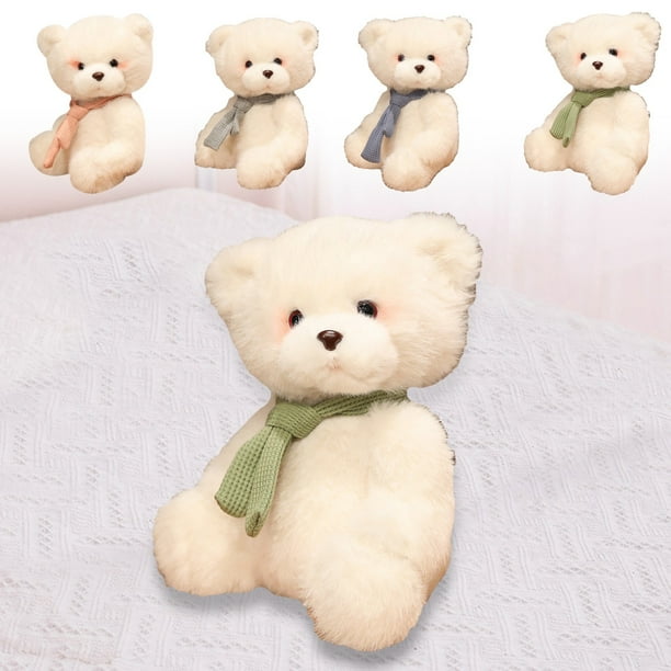 Oso de Peluche Xihbxyly Blanco de 9 Pulgadas con bufanda Juguete para niños Regalo de Cumpleaños