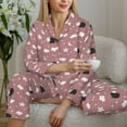 thumbnail image 6 of Pofeuu Cute Calf Print Womens Pajamas Set Long Sleeve Sleepwear Button Down Nightwear Soft Pj Lounge Sets Button Down Pajamas Women-Medium, 6 of 7