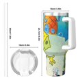 thumbnail image 4 of Pofeuu SpongeBob SquarePants Print Stainless Steel 40OZ Ice Bully Cup With Handle And Straw For Beach/Travel, 4 of 8