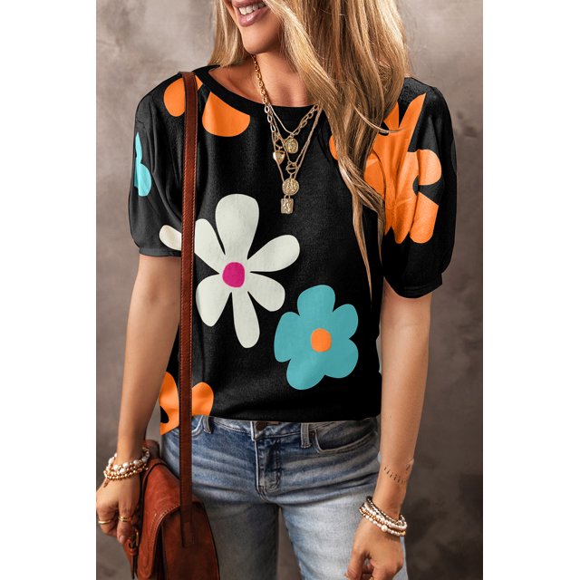 FOLUNSI Floral Bubble Tee: Versatile Summer Staple for Every Body Type!