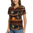 thumbnail image 5 of Yiaed Halloween Decoration Print Women's T Shirt V-Neck Short Sleeve Shirt Casual Breathable Tee Summer Tops-X-Large, 5 of 5