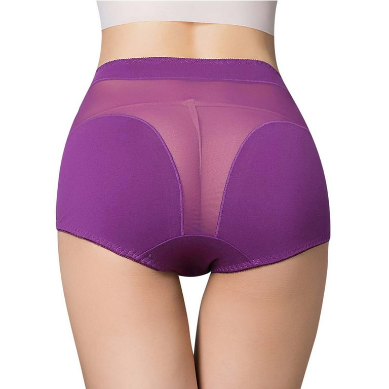 zuwimk Womens Panties ,Womens Underwear Cotton Bikini Panties Lace Soft  Hipster Panty Ladies Stretch Full Briefs Purple,XXL