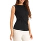 thumbnail image 4 of INSPIRAR CHIC Blusas sin mangas con nudo frontal para mujer, cuello redondo, casual, color negro, talla S, 4 of 6