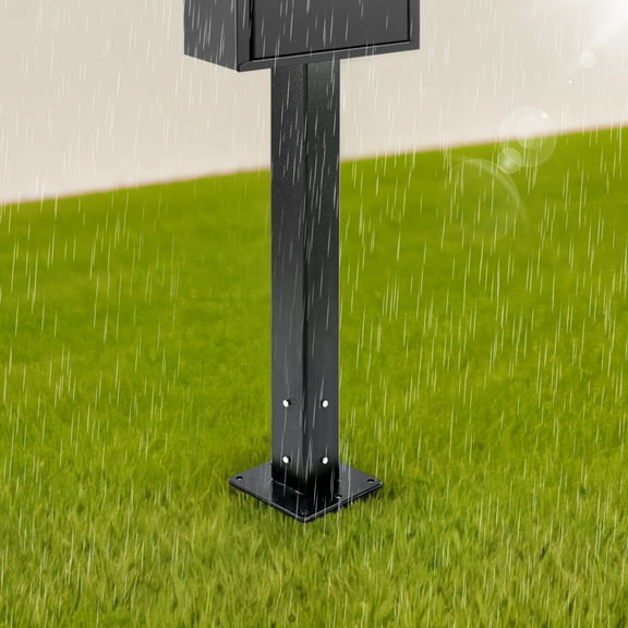 Mailbox Base, Outside Mailbox Post, Black, for Installation on Concrete Slabs, Curbs, or Beside the Driveway, and More for Mounting Most Standard-Sized Post-Mounted Mailboxes