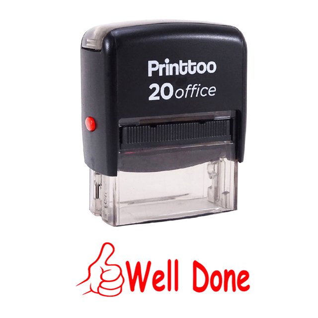 Printtoo WELL DONE Self Inking Rubber Stamp Office Stationary Custom Stamp-Red