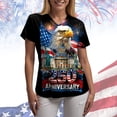 thumbnail image 5 of GEWSEY Patriotic Scrub Tops for Women 4th of July Flag Print V Neck Tee Short Sleeve Casual Tops Working Uniform (Bronze, XL), 5 of 7
