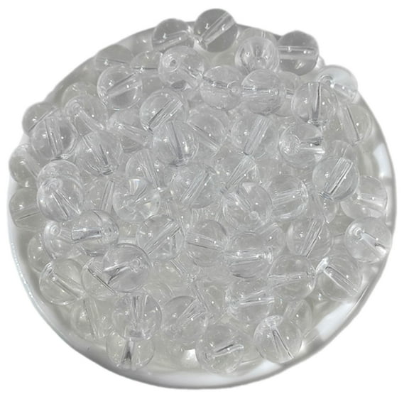 100Pcs Clear Glass Beads with Hole 8mm For Handmade Craft Project Jewelry Making Bracelets Crafting Accessories