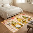 thumbnail image 4 of Area Rugs 3'x5', Sunflowers Gnomes Carpet Runner Indoor Outdoor Rugs Home Decor Aesthetic, Fall Thanksgiving Orange Checked Non Slip Mats Washable Accent Rug for Living Room Bedroom, 4 of 8