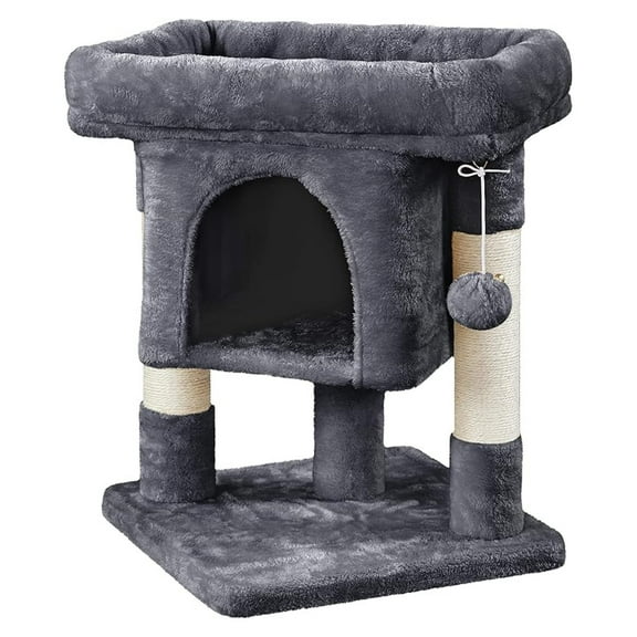 Beran7 Cat Tree with Extra Large Plush Perch, Soft Cat Condo & Sisal-Covered Scratching Posts for Large Cats, Kittens Cats, 23.5 Inches, Gray