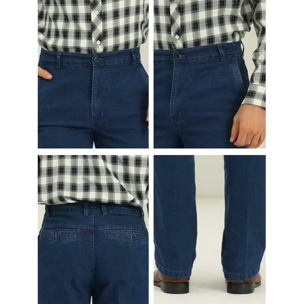 Men's Jeans Classic Fit Straight Leg Comfy Jean Denim Pants Dark Blue 40 