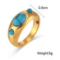 thumbnail image 4 of Ring for Women Fashion Stainless Steel Ring with Natural Opal Stones Three Stone Ring Green Pink Sapphire Turquoise and White Opal Ring, 4 of 4