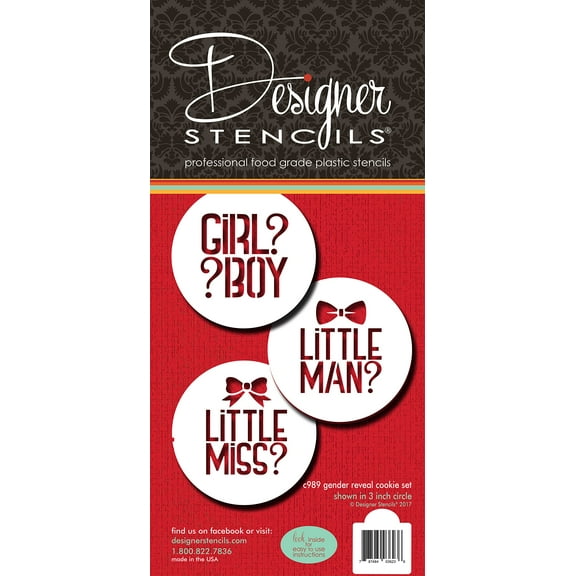 Gender Reveal Cookie Stencil Set C989 By Designer Stencils