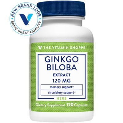 the vitamin shoppe ginkgo biloba extract 120mg 24 ginkgo flavonolglycosides supports memory circulation healthy aging herbal supplement 120