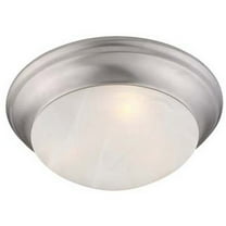 2 Light Brushed Nickel Ceiling Light fixture with White Alabaster Glass Shade