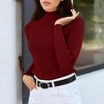 thumbnail image 6 of FAIWAD Womens Turtleneck Sweater Long Sleeve Slim Fitted Ribbed Knit Sweater Casual Solid Color Basic Knitwear, 6 of 8