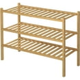 thumbnail image 7 of 3 Tier Bamboo Shoe Rack for Closet Free Standing Wood Shoe Shelf Storage Organizer for Entryway Small Space Stackable 27"x11"x20" (Natural), 7 of 7