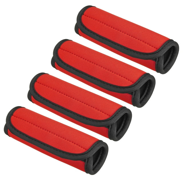 Unique Bargains Luggage Handle Wrap, 4 Pack Neoprene Handbag Grip Cover Protector Identifier with Hook and Loop, Red