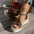 thumbnail image 3 of Rokment Womens Boho Platform Wedge Dressy Sandals 2026 Beach Summer Ethnic Chunky Linen Sole Breathable Dress High Heels Slingback Dress Sandals for Woman Vacation Bride Wedding E Size 37, 3 of 6