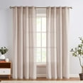 thumbnail image 4 of Curtainking Linen Curtains 96 Inch Length for Living Room Farmhouse Rod Pocket Back Tab Light Filtering Window Drapes for Bedroom Curtains Crude 2 Panels Taupe, 4 of 8