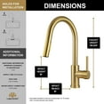 thumbnail image 6 of Brushed Gold Kitchen Faucet with Pull-Down Sprayer, Lava Odoro Brass Gold Single Hole Kitchen Sink Faucet Single Handle Faucet for Kitchen Sink with Supply Line Spot-Free, KF1120-SG, 6 of 9