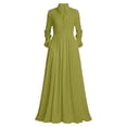 thumbnail image 7 of Miqool Women's Casual Maxi Dress Puff Long Sleeve Stand Collar Button Front Flowy Loose Fit Long Dress with Pockets, 7 of 7