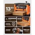 thumbnail image 2 of KFFKFF Thickness Planer, 13-Inch Width Worktable, Woodworking Power Benchtop Planer, Spiral-Style Cutterhead with 24 Inserts, 2000W 23500 RPM, 2 of 9