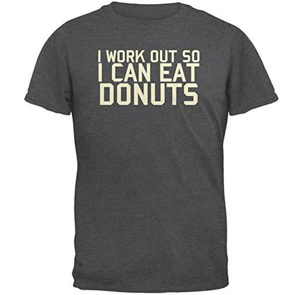 Work Out Eat Donuts Mens T Shirt Dark Heather 2XL