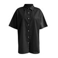 thumbnail image 3 of New Women's Casual Loose Fashion And Linen Solid Color Short Sleeved Shirt plus Size Colla Shirt T Shirts for Juniors Long Sleeve Summer Tops for Women Quarter Length Sleeve Shirts Womens Tops And, 3 of 4