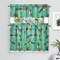thumbnail image 2 of Golden Pineapple Pattern Kitchen Curtains Tier and Valance Set, Hawaiian Tropical Fruit Print Drapes, Sunshine Summer Aesthetic Curtains for Kitchen or Breakfast Nook, 2 of 5