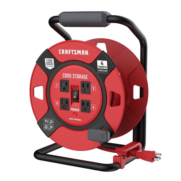 Carrete de cable de extensión retráctil CRAFTSMAN de 30 cm con 4 salidas