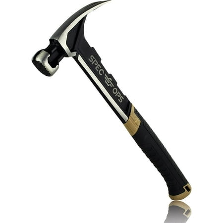 Spec Ops - SPEC-M22CF Tools Framing Hammer, 22 oz, Rip Claw, Milled Face, Shock-Absorbing Grip, 3% Donated to Veterans Black/Tan