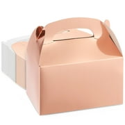 24-Pack Treat Boxes - Candy Gable Boxes for Party Favors, Birthday, Wedding, Baby Shower (Rose Gold, 6.2x3.5x3.6 In)