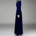 thumbnail image 4 of Robe de Fête à Manches Longues en Velours Doré pour Femmes, Col en V, Couleur Unie, Automne et Hiver, 4 of 9