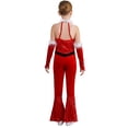 thumbnail image 2 of inhzoy Kids Girls Christmas Dance Outfit One Piece Sleeveless Velvet Bodysuit with Arm Sleeve Set Red 6, 2 of 7