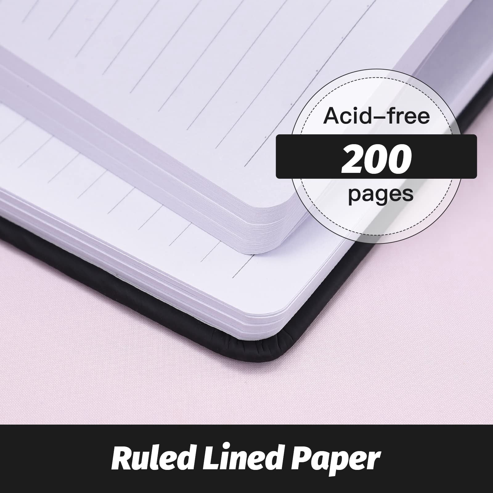 Hardcover-journal-notebooks  A5 Lined Journals Notebook For Writing 200 Pages 8.2 X 5.5 Inch Classic Ruled Notebooks Work/travel/college (black - 6 Pack)