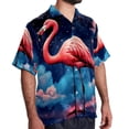 thumbnail image 2 of Starry Sky Flamingo Men's Short Sleeve Beach Shirts Hawaiian Button Down Casual Summer Printed Unisex Top, 2 of 6