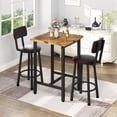 thumbnail image 1 of Furlinkhm 3 Piece Pub Dining Set, Modern bar Table and Stools for 2 Kitchen Counter Height Wood Top Bistro Easy Assemble for Breakfast Nook Living Room Small Space Restaurant, Rustic Brown, 1 of 9