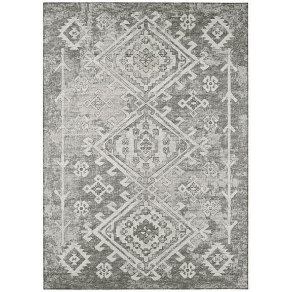 Bravado Indoor/Outdoor Grey Southwest 10' x 14' Non-Skid Area Rug