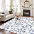 thumbnail image 2 of Blue Leaves Area Rugs 6'x9', Washable Small Throw Rugs for Kitchen Dining room, Summer Botanical Elegant Pastoral Indoor Outdoor Rug Non-Slip Low Pile Carpet Runner Reversible Floor Mats, 2 of 8