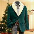 thumbnail image 2 of Christmas Blazer Men Corduroy Lapel One Button Holiday Party Suit Jacket Xmas Business Office Blazers with Pockets, 2 of 3