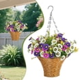 thumbnail image 2 of SSNTSY 11.8" x 17" Faux Hanging Flower Artificial Hanging Plants UV-Resistant Fake Hanging Basket Silk Colorful Morning Glory Outside Porch Patio Balcony Garden Home, 2 of 8