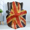 thumbnail image 4 of England Soft Flannel Fleece Throw Blanket, Grunge Union Jack Design National United Kingdom Country Flag Image, Cozy Plush for Indoor and Outdoor Use, 60" x 80", Night Blue Vermilion, by Ambesonne, 4 of 5