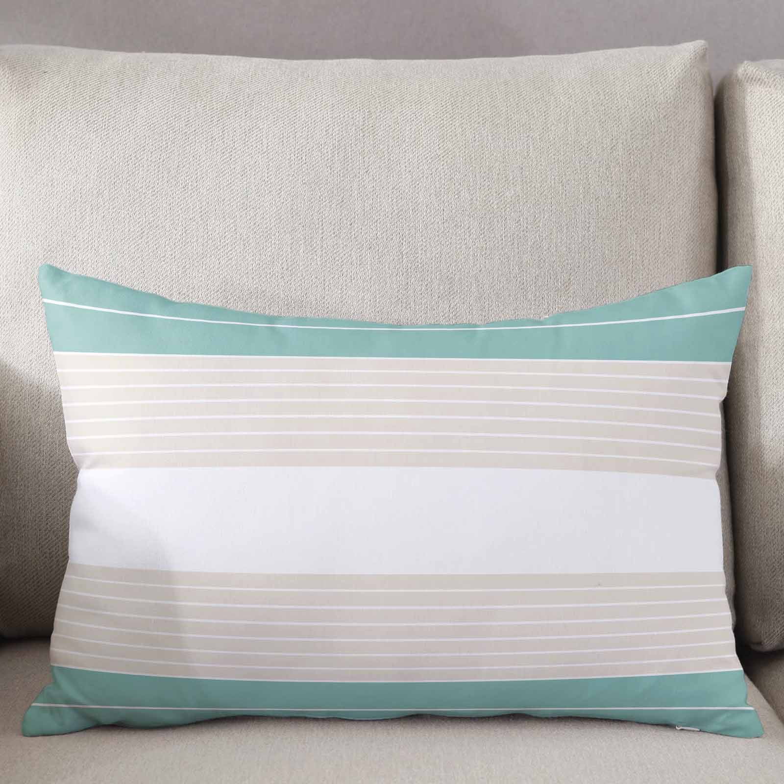 Turquoise Beige Stripe Throw Pillow Cover 20 x 30 Inch Decorative Pillow Cover Modern Art Horizontal Striped Lumbar Pillowcase Seasonal Rectangle Cushion Case for Couch Sofa Bed Living Room