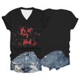 thumbnail image 2 of YDLCAFD T-Shirt Femme Imprimé Manches Courtes Col Rond T-Shirt Haut Blouse, 2 of 4