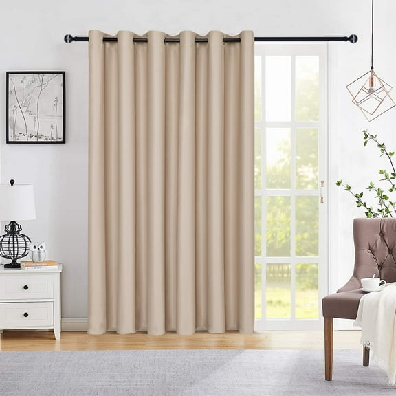 XWZO Sliding Door Curtains 80"W x 84"L, Grommet Privacy Room Divider for Bedroom Living Room, Extra Wide Thermal Blackout Curtains for Patio Sliding Glass Door, 1 Panel, Biscotti Beige