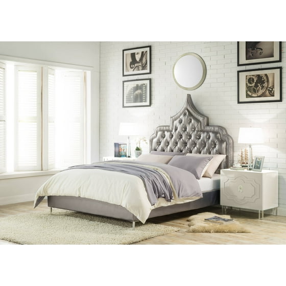 Chic Home Fonda Pu Leather Modern Contemporary On Tufted With Chic Home Fonda Pu Leather Modern Contemporary On Tufted With Silver Nail Heads Trim Queen Size Bed Frame Com