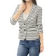 thumbnail image 2 of Blazer a rayas con cierre de botón y bolsillo con solapa con muesca para mujer blanco L, 2 of 5