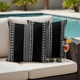 thumbnail image 4 of Black Boho Outdoor Waterproof Pillow Covers, Vintage Abstract Striped Geometric Motifs Decorative Square Throw Pillowcase Sofa Cushion Sham for Patio/Couch/Chair, 20"x20" 2 Pack, 4 of 8