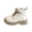 Beige, variant on Boys Girls Combat Boots, Lace Up Ankle Boots with Side Zipper Easy On Off, Slip Resistant Durable Outsole, Unisex Footwear for Fall Winter Daily Occasions
